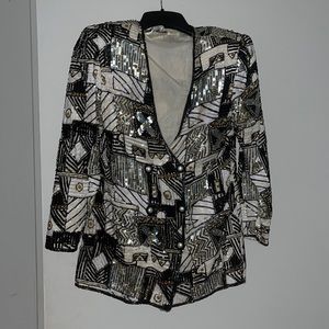 SOLD 80s Vintage French Collizioni Silk Sequin Jacket